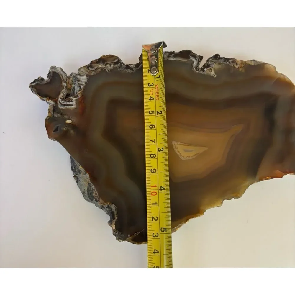 Vintage West Elm Natural Agate Slice Paperweight / Candle Holder